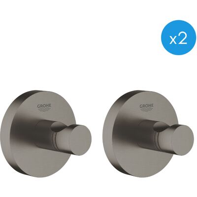 Grohe - Essentials Set Mit 2 Wandhaken, Hard Graphite Gebürstet (40364al1-duoessential) Grohe - Essentials Set Mit 2 Wandhaken, Hard Graphite Gebürstet (40364al1-duoessential)
