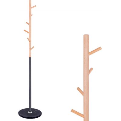 Springos Schwarzer 180cm Kleiderständer mit Holz-Imitation & Marmor Basis - Kleiderständer Springos Schwarzer 180cm Kleiderständer mit Holz-Imitation & Marmor Basis - Kleiderständer