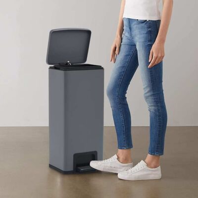vidaXL Mülleimer mit Pedal Anti-Fingerprint 30 L Grau Edelstahl - Mülleimer vidaXL Mülleimer mit Pedal Anti-Fingerprint 30 L Grau Edelstahl - Mülleimer