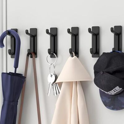 ENLENK Klebender Wandhaken, Handtuchhalter Für Badezimmer, Küchentuch-halter, Kleiderbügel Mit Klebefunktion, Wandmontierte Halterung Ohne Bohren, Wasserdicht, Rostfrei, Schwarz, 6 Stück ENLENK Klebender Wandhaken, Handtuchhalter Für Badezimmer, Küchentuch-halter, Kleiderbügel Mit Klebefunktion, Wandmontierte Halterung Ohne Bohren, Wasserdicht, Rostfrei, Schwarz, 6 Stück