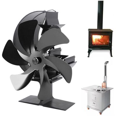 JUTE Mondförmiger Thermoventilator Für Holzöfen, Ideal Zum Eisangeln Und Campen (schwarz) JUTE Mondförmiger Thermoventilator Für Holzöfen, Ideal Zum Eisangeln Und Campen (schwarz)