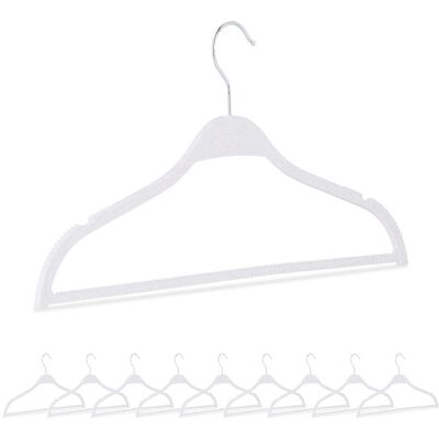Kleiderbügel, 10er Set, Weizenstroh, Kunststoff, Nachhaltig, Bügel Platzsparend, Hosensteg, Einkerbungen, Weiß - Relaxdays Kleiderbügel, 10er Set, Weizenstroh, Kunststoff, Nachhaltig, Bügel Platzsparend, Hosensteg, Einkerbungen, Weiß - Relaxdays