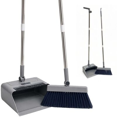 Relaxdays Besen Und Kehrschaufel Set, 2 In 1 Kehrgarnitur Langer Stiel, 180 Grad Drehbar, Stehkehrset, Edelstahl, Grau Relaxdays Besen Und Kehrschaufel Set, 2 In 1 Kehrgarnitur Langer Stiel, 180 Grad Drehbar, Stehkehrset, Edelstahl, Grau