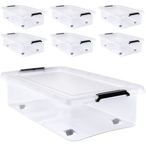 Aufbewahrungsbox transparent Stapelbox Ordnungsbox 30L 60L Deckel aufklappbar stapelbar Rollen bpa frei lebensmittelecht Box 6x 30L - Deuba