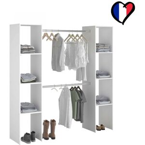 CONCEPT-USINE Kleiderschrank 6 Fächer, 2 Garderoben 180 x 40 x 180 cm, weiß elysee - Weiß