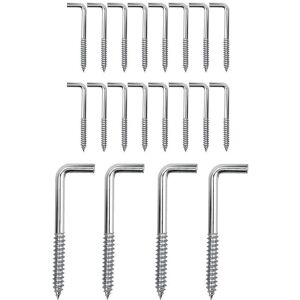 MINKUROW 20er-Pack M6-Schraubhaken Eckschraube L-Haken Karbonstahl-Schraubhaken zum Aufhängen von Pflanzen, Küchenutensilien, Windspielen, 100 x 29 mm