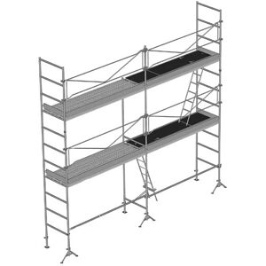 MATISÈRE Maurergerüst 52m2: Gerüststruktur+Bühnen, Arbeitshöhe 5.15m - Länge 10.00m - DCM42-SP