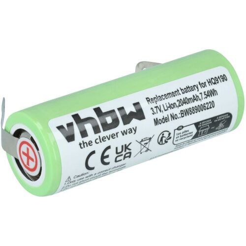 vhbw Akku kompatibel mit Philips HX6511, HQ9195XL, HX6711, HX6500, HX6582, HX6581, HX6700 Rasierer (2040 mAh, 3,7 V, Li-Ion)