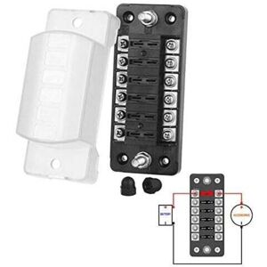 VHV 12V Kfz-Sicherungskasten mit 6 Anschlüssen für ATO/ATC 1-20A DC32V M5 Schraubanschluss-Sicherungshalter mit Sicherung (6-fach ohne Minuspol) VHV 12V Kfz-Sicherungskasten mit 6 Anschlüssen für ATO/ATC 1-20A DC32V M5 Schraubanschluss-Sicherungshalter mit Sicherung (6-fach ohne Minuspol)
