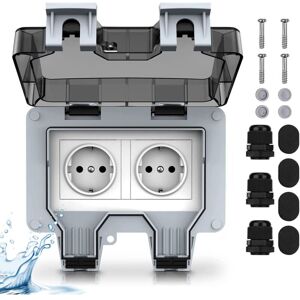 AOUGO Außensteckdose, elektrisch, wasserdicht, Wandsteckdose mit Doppelschalter, Schutzart IP66, für Garten und Garage npterbl AOUGO Außensteckdose, elektrisch, wasserdicht, Wandsteckdose mit Doppelschalter, Schutzart IP66, für Garten und Garage npterbl