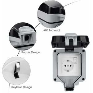 IP66 wasserdichte Steckdose mit Schalter und wasserdichter Anschlussdose, staubdichte Außensteckdose, Wandsteckdose für Küche, Bad, Garage, Pool und IP66 wasserdichte Steckdose mit Schalter und wasserdichter Anschlussdose, staubdichte Außensteckdose, Wandsteckdose für Küche, Bad, Garage, Pool und