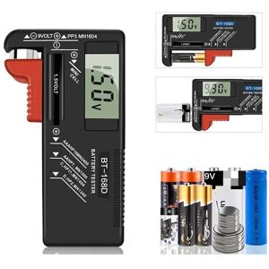 SNQ Universeller digitaler Batterietester für AA-, AAA-, C-, D-, PP3-, 9V- und 1,5V-Knopfzellen – Funktioniert ohne Batterien SNQ Universeller digitaler Batterietester für AA-, AAA-, C-, D-, PP3-, 9V- und 1,5V-Knopfzellen – Funktioniert ohne Batterien
