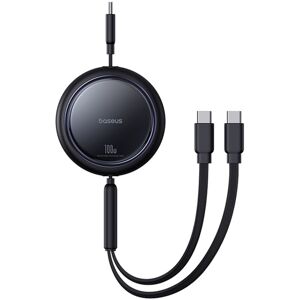 USB-C-Aufrollkabel - 2 x USB-C Bright Mirror Series 100 W 1 m - Schwarz USB-C-Aufrollkabel - 2 x USB-C Bright Mirror Series 100 W 1 m - Schwarz