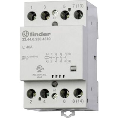 Finder 22 Serie Modularrelais - 230V Spule, 3 NO +1 NC, 40A Finder 22 Serie Modularrelais - 230V Spule, 3 NO +1 NC, 40A