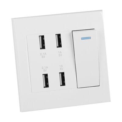 HEAT 4-port-usb-wandsteckdose Mit Schalter, 5v 2,1a/1a 4100ma Netzteil, 220-250v Einbausteckdose, Steckdosenleiste Für Zuhause HEAT 4-port-usb-wandsteckdose Mit Schalter, 5v 2,1a/1a 4100ma Netzteil, 220-250v Einbausteckdose, Steckdosenleiste Für Zuhause