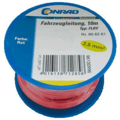 Conrad Fahrzeugleitung 606261 - Rot, 10m, 2.5mm² Conrad Fahrzeugleitung 606261 - Rot, 10m, 2.5mm²