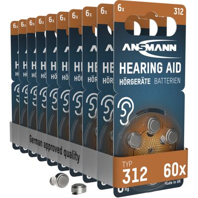 Hörgerätebatterien Typ 312 P312 Zl3 Pr41, 60 Stück - Ansmann Hörgerätebatterien Typ 312 P312 Zl3 Pr41, 60 Stück - Ansmann