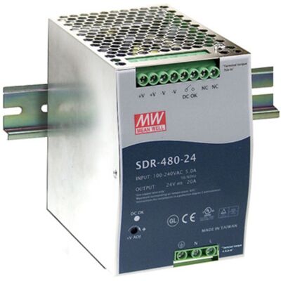 Mean Well Sdr-480-24 Hutschienen-netzteil (din-rail) 24 V/dc 20 A 480 W Anzahl Ausgänge:1 X Inhalt Mean Well Sdr-480-24 Hutschienen-netzteil (din-rail) 24 V/dc 20 A 480 W Anzahl Ausgänge:1 X Inhalt