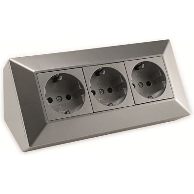 Steckdosenblock 3-fach 230v Silber - Chilitec Steckdosenblock 3-fach 230v Silber - Chilitec