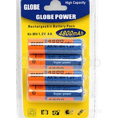 Trade Shop 4 Wiederaufladbare AA-Batterien - Hohe Kapazität 4800mAh Trade Shop 4 Wiederaufladbare AA-Batterien - Hohe Kapazität 4800mAh