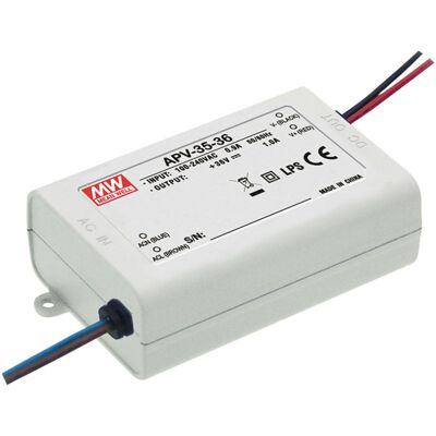 Mean Well - Apv-35-36 Led-trafo Konstantspannung 36 W 0 - 1.0 A 36 V/dc Nicht Dimmbar, Überlastschutz Mean Well - Apv-35-36 Led-trafo Konstantspannung 36 W 0 - 1.0 A 36 V/dc Nicht Dimmbar, Überlastschutz