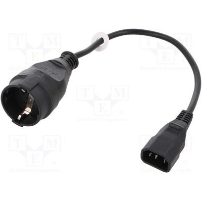 IEC C14 Stromkabeladapter - 0,3m Schwarz IEC C14 Stromkabeladapter - 0,3m Schwarz