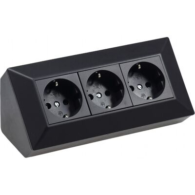 Steckdosenblock 3-fach, 230v, 45° Winkel, Schwarz - Chilitec Steckdosenblock 3-fach, 230v, 45° Winkel, Schwarz - Chilitec