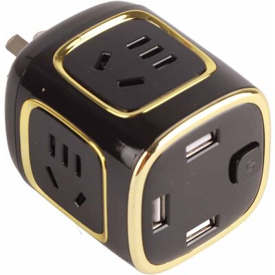 JUTE Ya Diao Steckdosenleiste Mit Usb-ladegerät, Multifunktionaler Usb-konverter Für Zuhause, Schwarz Und Gold JUTE Ya Diao Steckdosenleiste Mit Usb-ladegerät, Multifunktionaler Usb-konverter Für Zuhause, Schwarz Und Gold