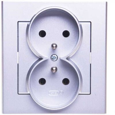 OEM Sonata Doppelsteckdose Mit/ohne, Matt Silber Gp-2rz/38 OEM Sonata Doppelsteckdose Mit/ohne, Matt Silber Gp-2rz/38