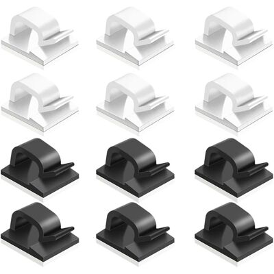GROOFOO 60-teiliges Set Mit Wandmontierten Kabelclips Und -klammern, Selbstklebenden Kabelorganisatoren Aus Kunststoff, Kabelmanagement-clips Für Das Homeoffice – Schwarz, Weiß GROOFOO 60-teiliges Set Mit Wandmontierten Kabelclips Und -klammern, Selbstklebenden Kabelorganisatoren Aus Kunststoff, Kabelmanagement-clips Für Das Homeoffice – Schwarz, Weiß