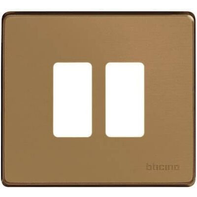 BTICINO 2-platz-platte Aus Bronzefarbenem Aluminium Für Runde Box BTICINO 2-platz-platte Aus Bronzefarbenem Aluminium Für Runde Box