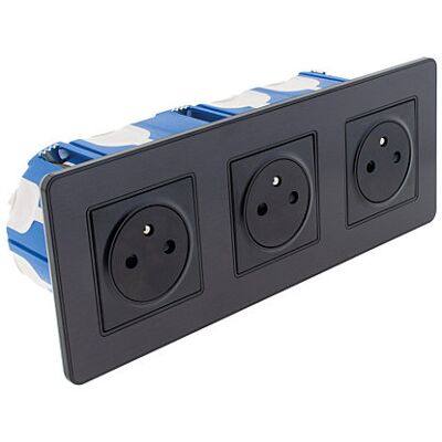 Zenitech Kouro Schwarze Triple Steckdose - Elektrische Steckdose Zenitech Kouro Schwarze Triple Steckdose - Elektrische Steckdose