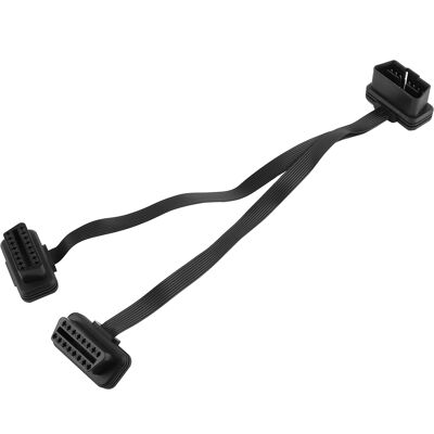 HEAT 16-poliges Obd-verlängerungskabel, Gerader Stecker Auf Zwei Gerade Buchsen, Y-splitter-adapterstecker, Obd2-winkel, Flachkabel, 0,3 Meter HEAT 16-poliges Obd-verlängerungskabel, Gerader Stecker Auf Zwei Gerade Buchsen, Y-splitter-adapterstecker, Obd2-winkel, Flachkabel, 0,3 Meter