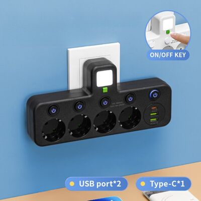 OEM Mehrfachsteckdose Mit Schalter, Usb-anschluss, Intelligente Usb-steckdosenleiste, Steckdosenleiste, Verlängerungskabel, Typ-c-ladeanschluss, Mit Nachtlicht, Schwarze Version 3 OEM Mehrfachsteckdose Mit Schalter, Usb-anschluss, Intelligente Usb-steckdosenleiste, Steckdosenleiste, Verlängerungskabel, Typ-c-ladeanschluss, Mit Nachtlicht, Schwarze Version 3