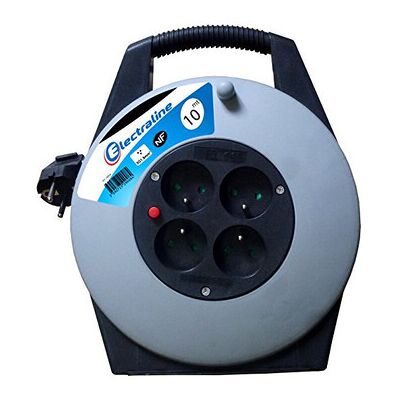 Electraline Enrouleur ménager - 5 Meter - 4 Steckdosen - Grau/Schwarz - 16A - Power Strip Electraline Enrouleur ménager - 5 Meter - 4 Steckdosen - Grau/Schwarz - 16A - Power Strip