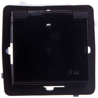 OEM Sonata Spritzwassergeschützte Steckdose Mit Schuko Ip44 Transparente Klappe Schwarz Metallisch Gph-1rs/m/33/d OEM Sonata Spritzwassergeschützte Steckdose Mit Schuko Ip44 Transparente Klappe Schwarz Metallisch Gph-1rs/m/33/d