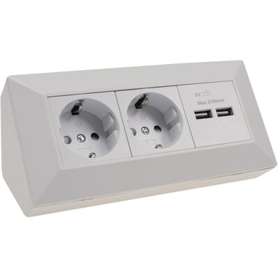 Steckdosenblock 2-fach + 2 Usb Für Küche Büro Weiß - Chilitec Steckdosenblock 2-fach + 2 Usb Für Küche Büro Weiß - Chilitec