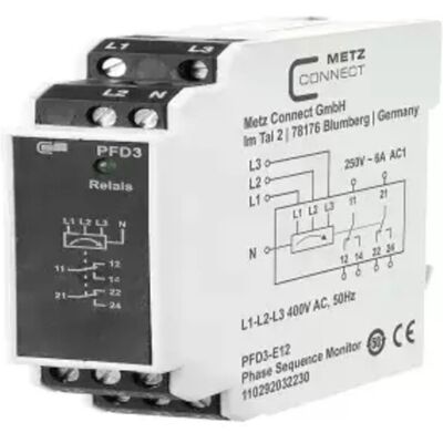 Metz Connect Überwachungsrelais - Phasen- und Spannungsüberwachung - 400V - 2 Kontakte Metz Connect Überwachungsrelais - Phasen- und Spannungsüberwachung - 400V - 2 Kontakte