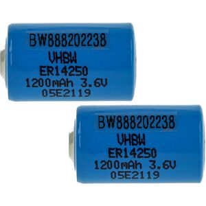 2x ER14250 Rundzellenbatterien Ersatz für 1/2AA, 1770-XZ, 3B26, 418-0076, 60-0576-100 - Spezialbatterien (1200mAh, 3,6V, Li-SOCl2) - Vhbw