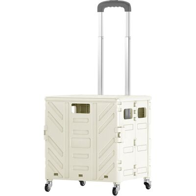 HEAT Klappbarer Transportwagen Mit 4 Universalrädern Und Geräuschloser Bremse, Klappbarer Handwagen Und Rollbarer Werkzeugkasten Mit Deckel, Weißes Mittelrad HEAT Klappbarer Transportwagen Mit 4 Universalrädern Und Geräuschloser Bremse, Klappbarer Handwagen Und Rollbarer Werkzeugkasten Mit Deckel, Weißes Mittelrad