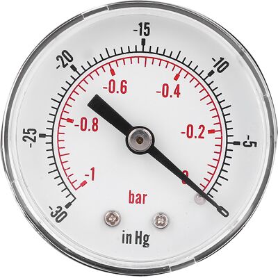 JUTE Axial-vakuummeter Y50, 50 Mm Durchmesser, Bspt 1/8"-gewinde, -1-0 Bar, -30-0 Inhg JUTE Axial-vakuummeter Y50, 50 Mm Durchmesser, Bspt 1/8"-gewinde, -1-0 Bar, -30-0 Inhg