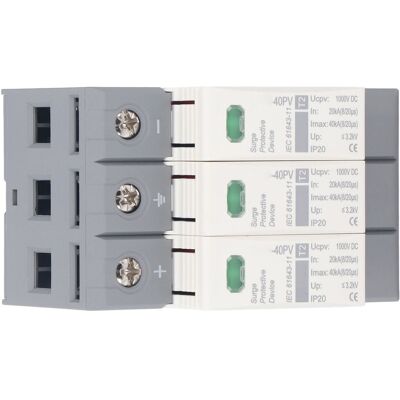 HEAT 3p Überspannungsschutzgerät, 35-mm-schienenmontage, Photovoltaik-überspannungsableiter, 1000 V Dc, 20–40 Ka HEAT 3p Überspannungsschutzgerät, 35-mm-schienenmontage, Photovoltaik-überspannungsableiter, 1000 V Dc, 20–40 Ka