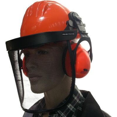 CLIMAX Bauhelm Mit Gesichts- Und Gehörschutznetz Orange CLIMAX Bauhelm Mit Gesichts- Und Gehörschutznetz Orange