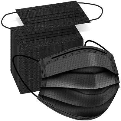OEM 100 Stück Einweg-gesichtsmasken, Schwarze Einwegmasken, 3-lagige Schutzmasken OEM 100 Stück Einweg-gesichtsmasken, Schwarze Einwegmasken, 3-lagige Schutzmasken