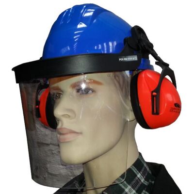 CLIMAX Bauhelm Mit Gesichts- Und Gehörschutz In Versch. Farben Blau CLIMAX Bauhelm Mit Gesichts- Und Gehörschutz In Versch. Farben Blau