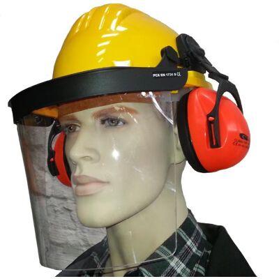 Climax - Bauhelm Mit Gesichts- Und Gehörschutz In Versch. Farben Gelb Climax - Bauhelm Mit Gesichts- Und Gehörschutz In Versch. Farben Gelb