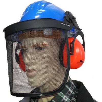 CLIMAX Bauhelm Mit Gesichts- Und Gehörschutznetz Blau CLIMAX Bauhelm Mit Gesichts- Und Gehörschutznetz Blau