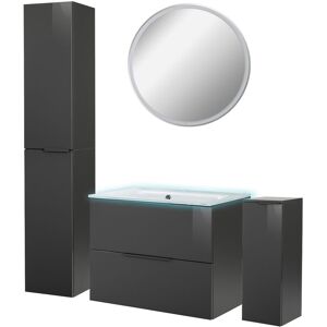 Fackelmann LUNA Badmöbel Set - Anthrazit, Glas, LED-Spiegel Fackelmann LUNA Badmöbel Set - Anthrazit, Glas, LED-Spiegel