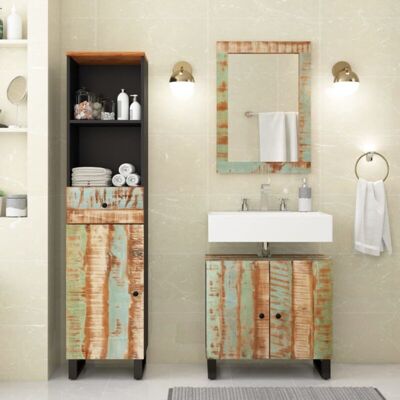 vidaXL 3-teiliges Badezimmermöbel-Set Massives Altholz - Badezimmermöbelset vidaXL 3-teiliges Badezimmermöbel-Set Massives Altholz - Badezimmermöbelset