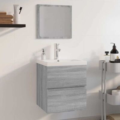 ALTRO Badezimmer-Set mit Waschbecken & Spiegel - Cemento ALTRO Badezimmer-Set mit Waschbecken & Spiegel - Cemento
